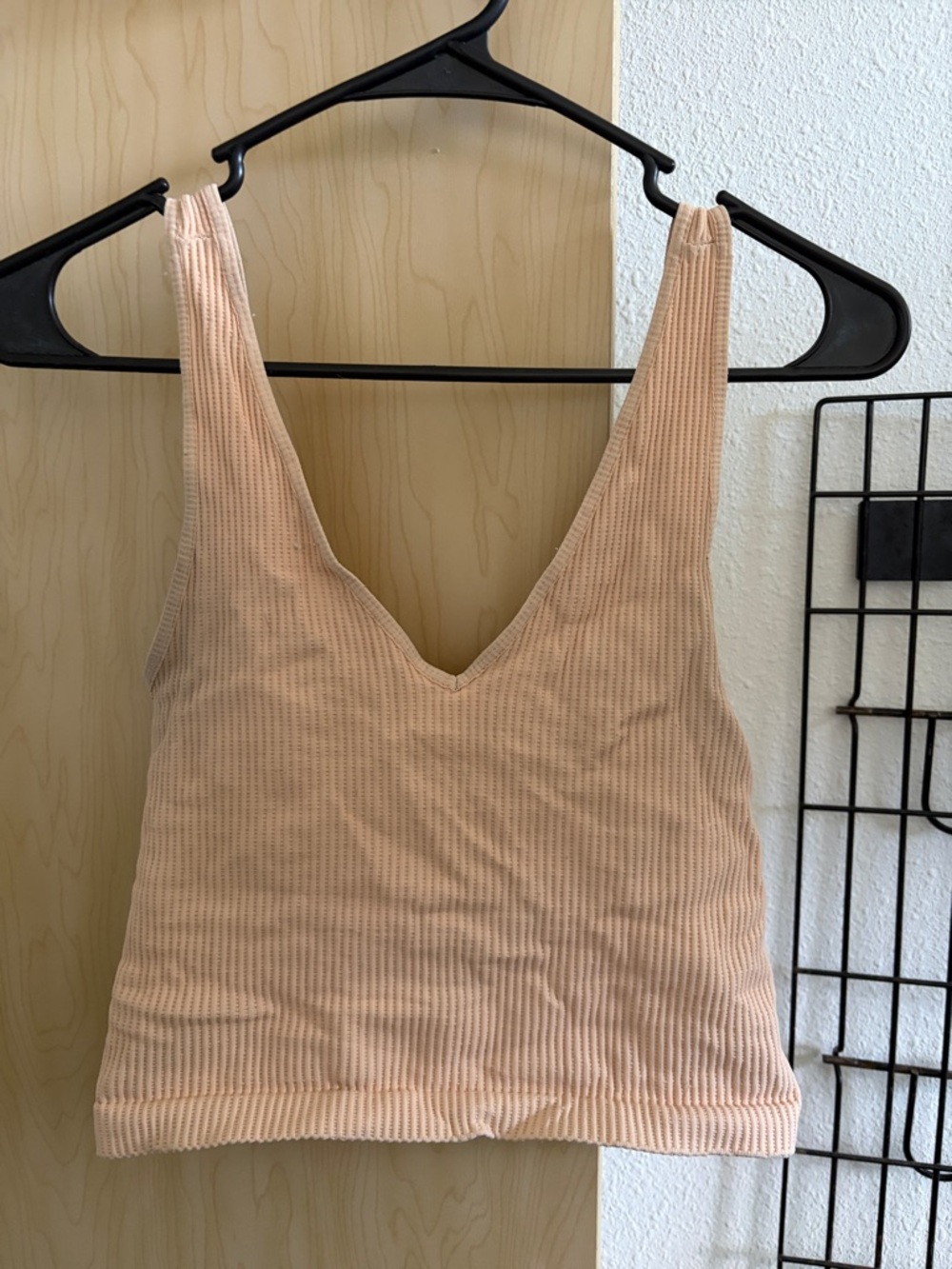 Nikibiki Peach Ribbed V-Neck Crop Camisole